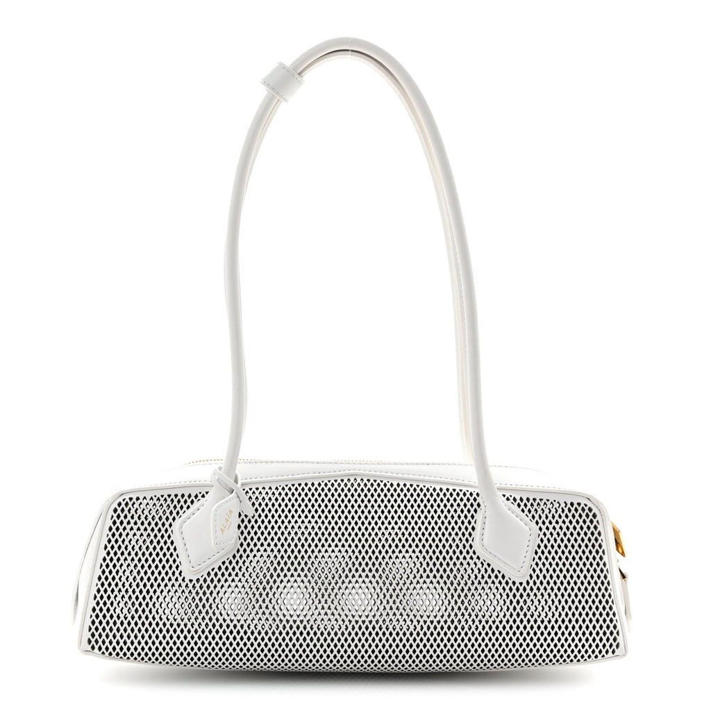 Fishnet Calfskin Laser Cut Medium Le Teckel Bag Blanc Optique
