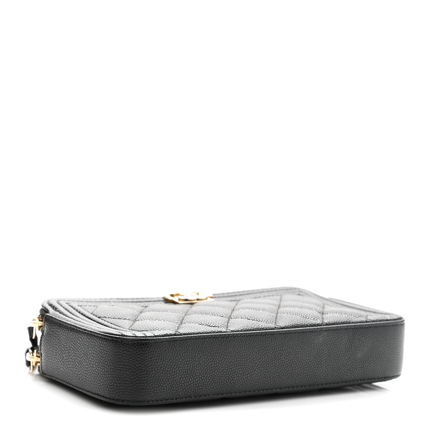 Caviar Quilted Small Boy Clutch With Chain Black