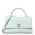 Caviar Quilted Small Coco Handle Flap Light Blue