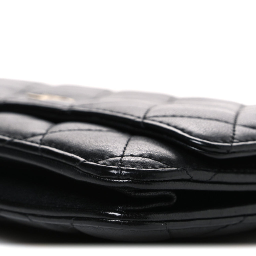 Lambskin Quilted Wallet On Chain WOC Black