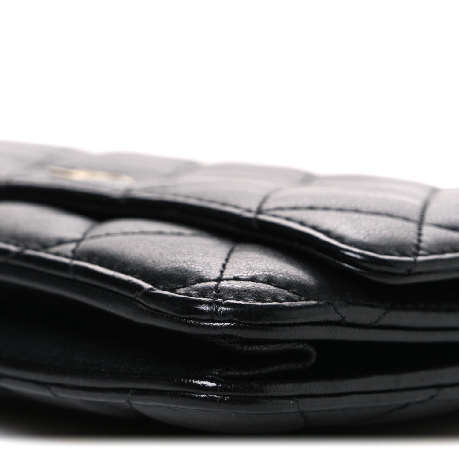 Lambskin Quilted Wallet On Chain WOC Black