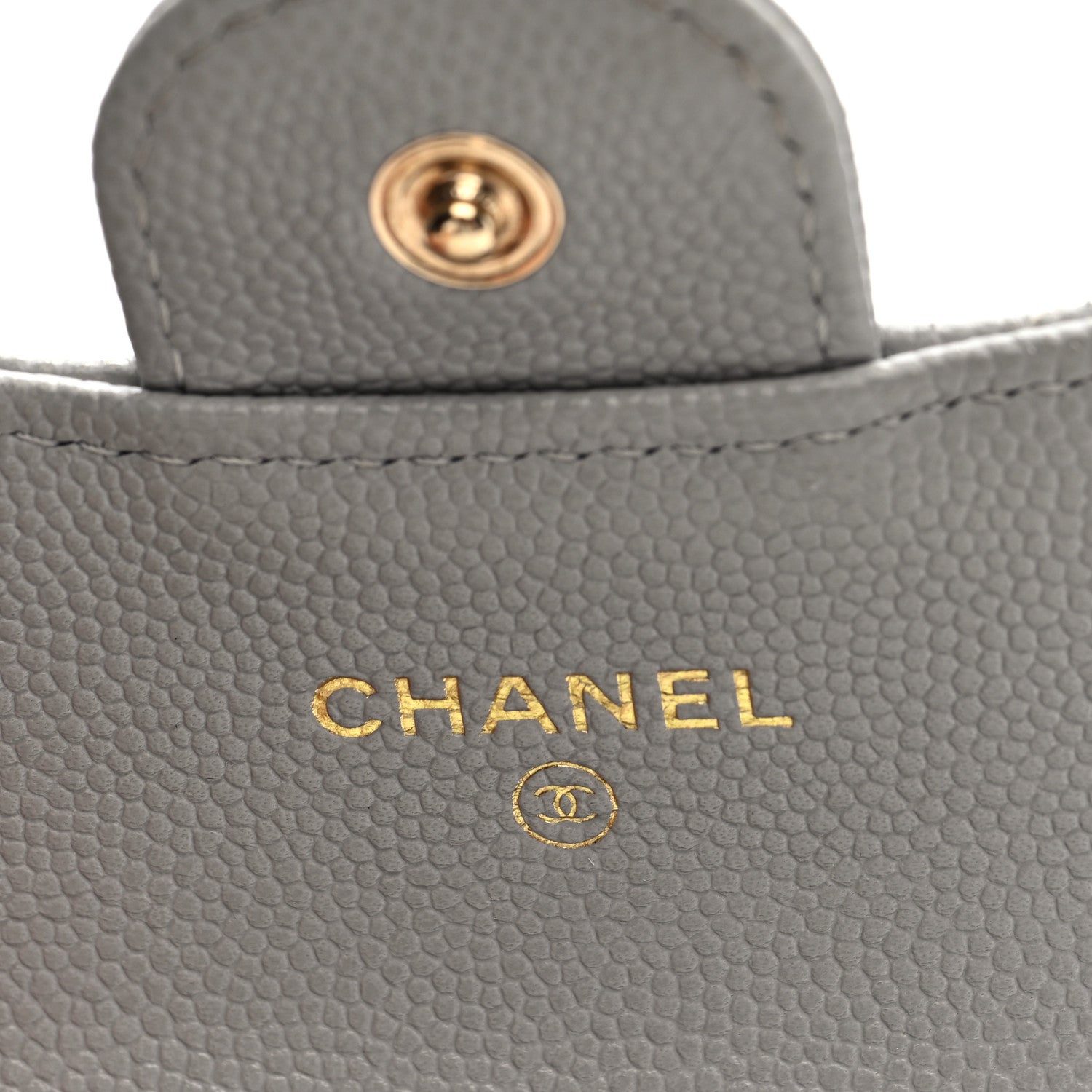 Caviar Quilted Flap Card Holder Wallet Grey
