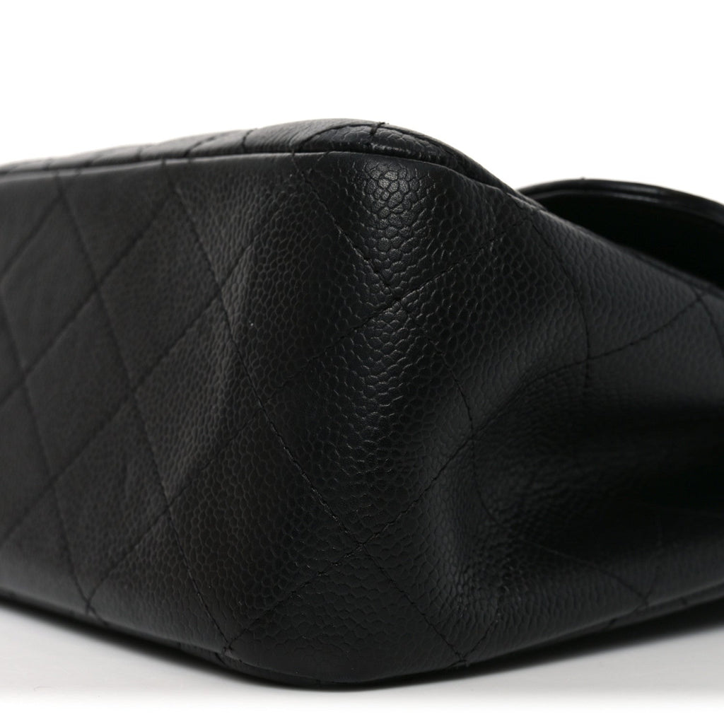 Caviar Quilted Jumbo Double Flap Black