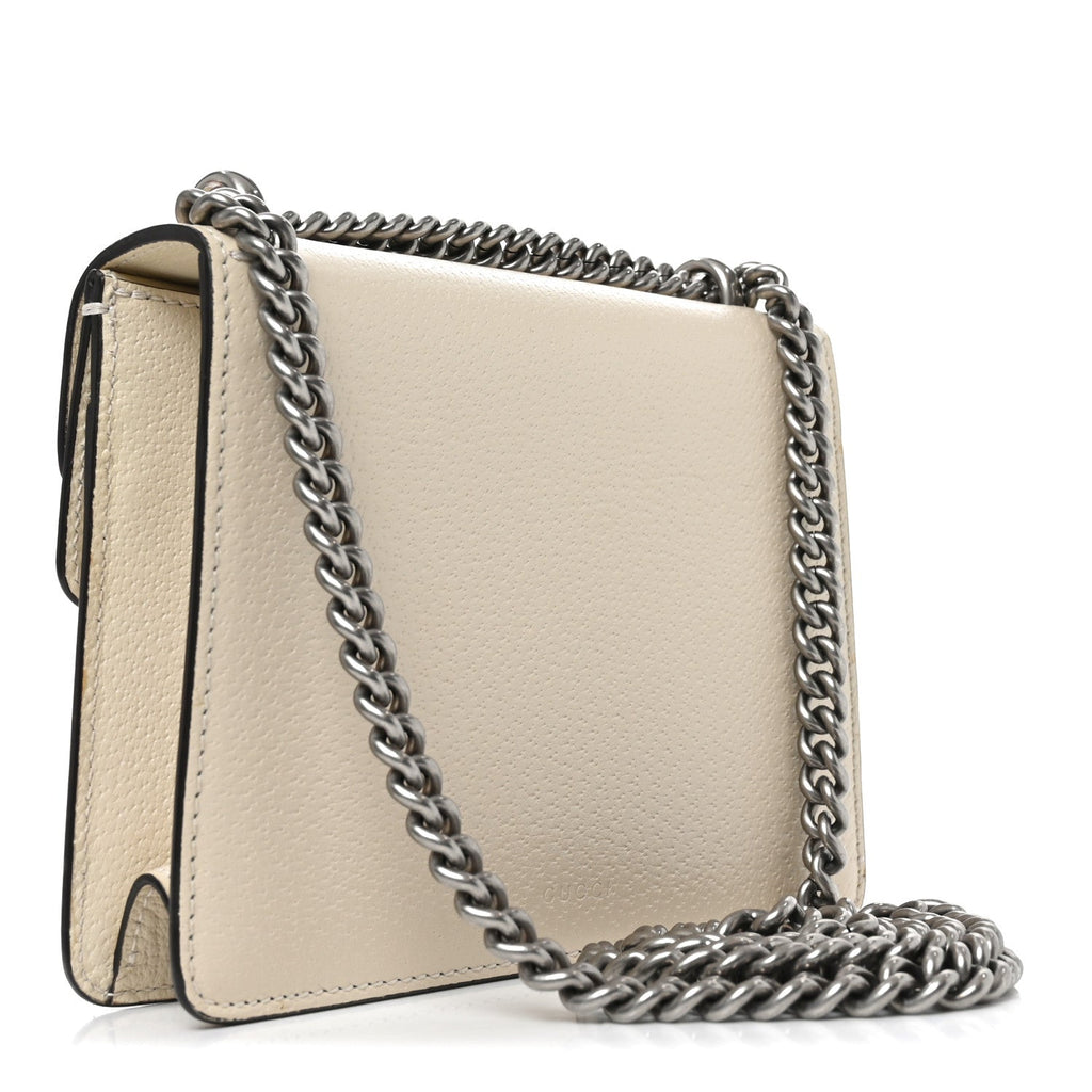 Textured Calfskin Crystal Mini Dionysus Shoulder Bag Mystic White