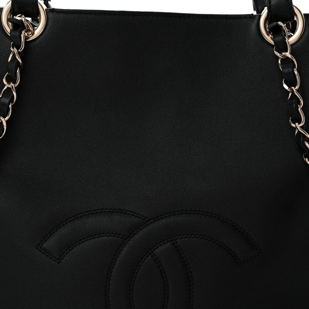 Calfskin CC Zipped Shopping Tote Black
