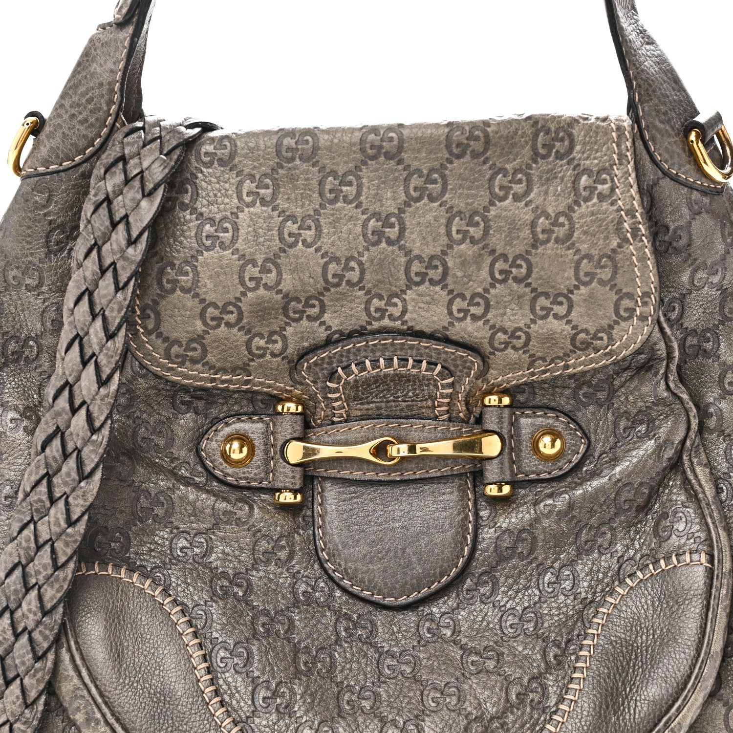 Guccissima Large New Pelham Satchel Grey