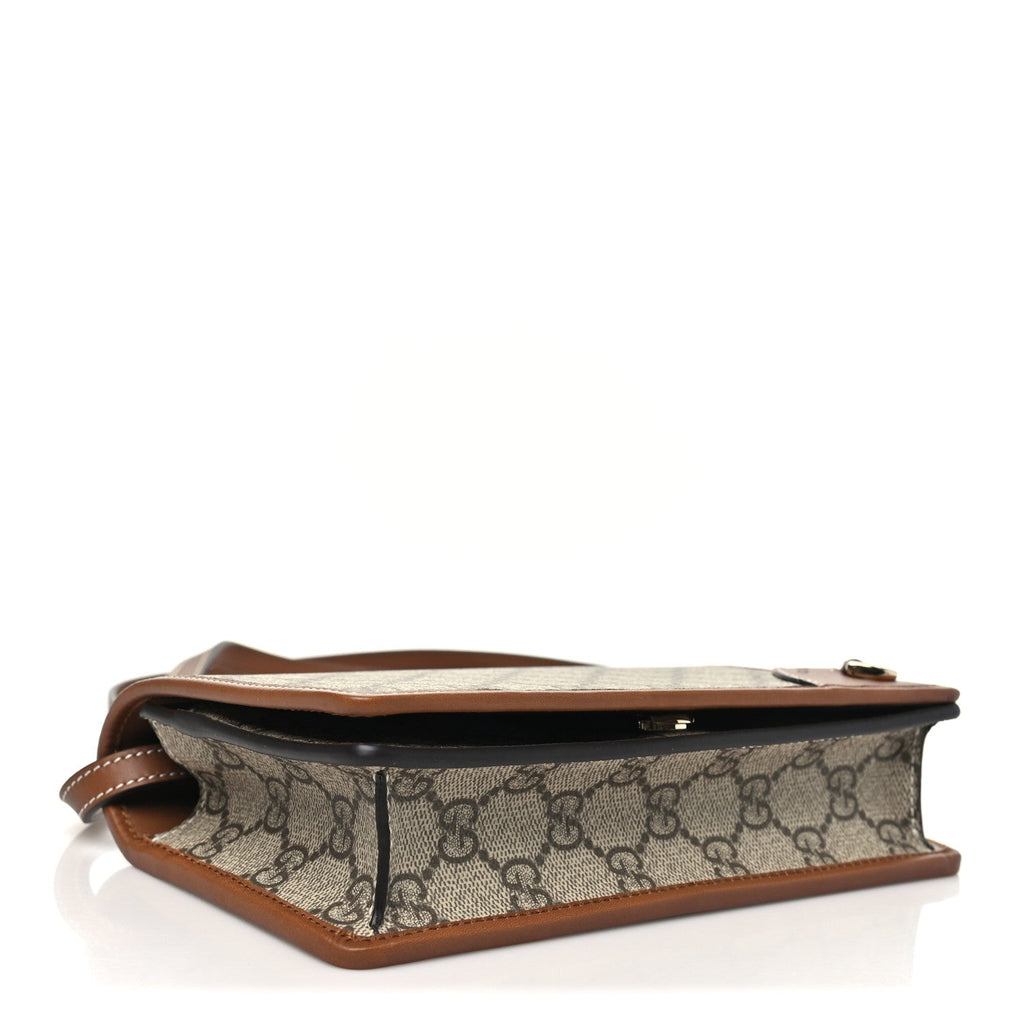 GG Emblem Monogram Wallet With Strap Beige Brown