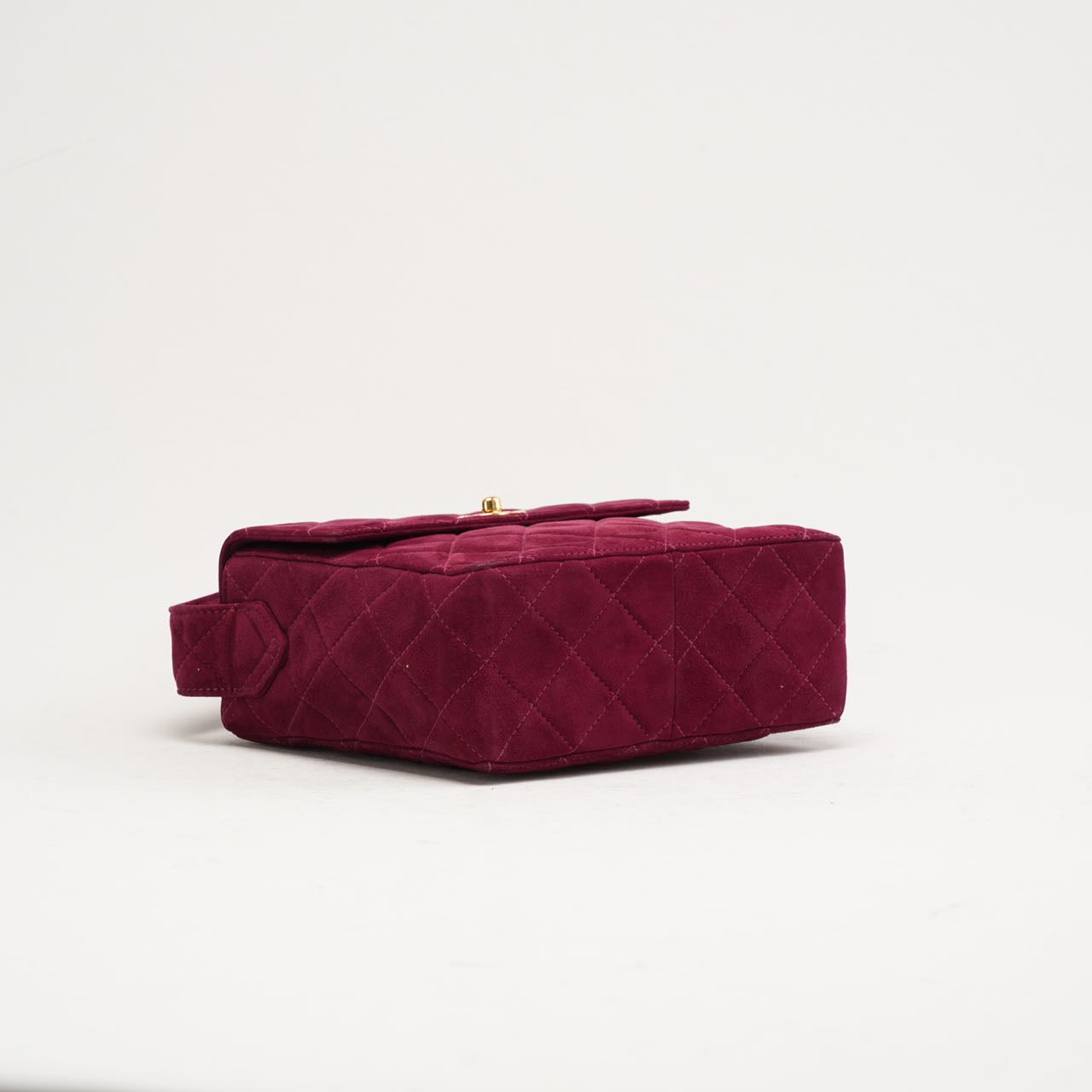 Chanel Vintage Burgundy Red Velvet Mini Square Flap Bag 1997