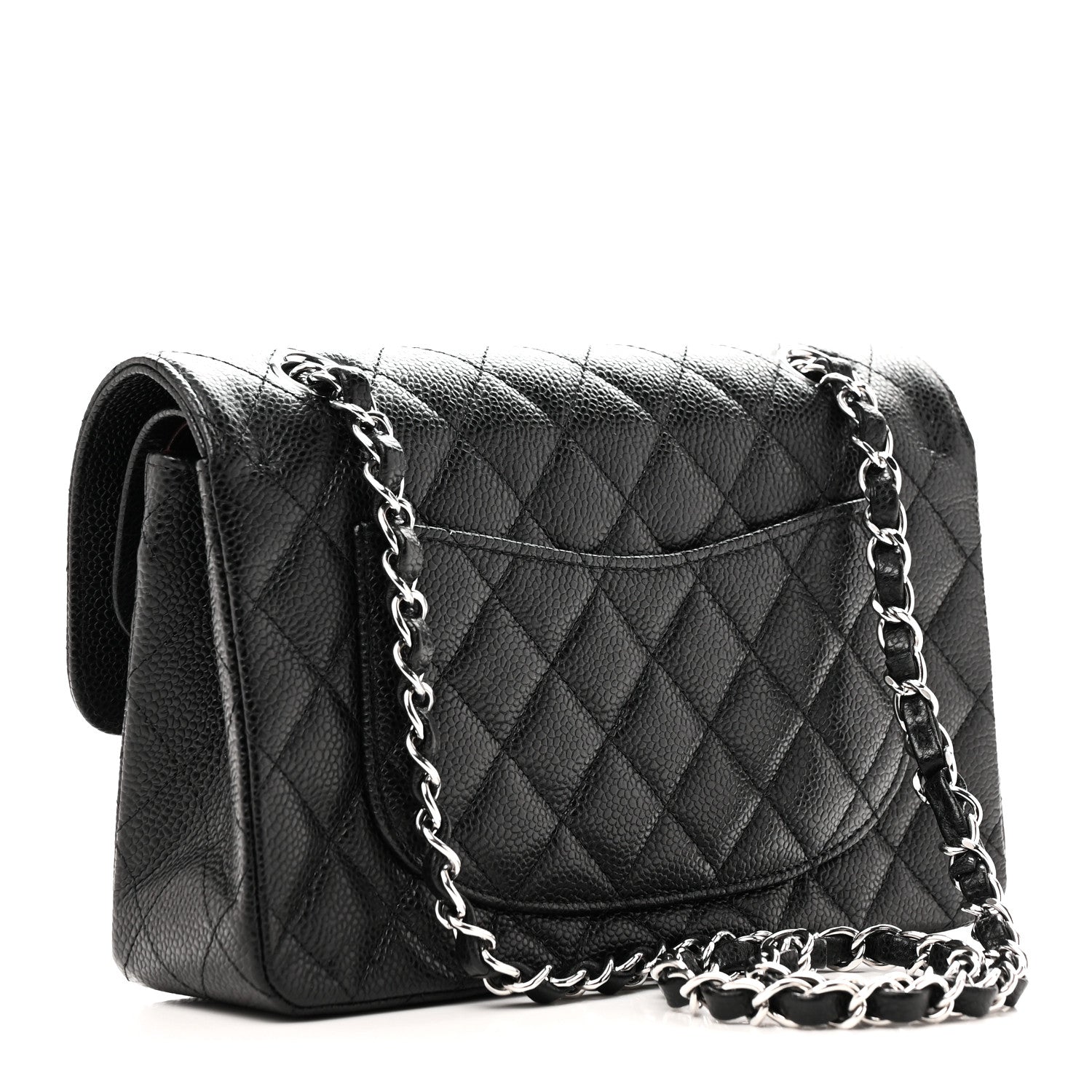 Caviar Quilted Small Double Flap Black