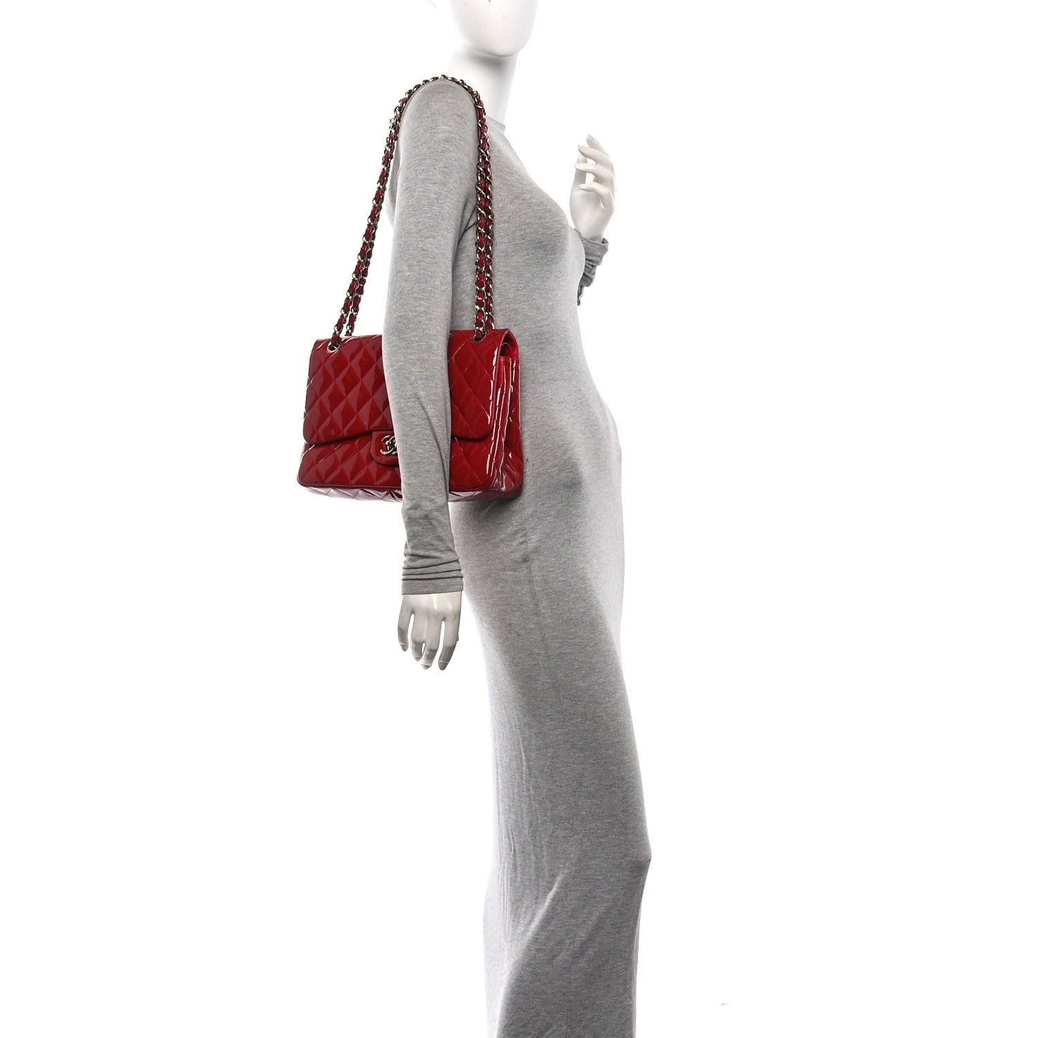 Patent Quilted Jumbo Double Flap Red