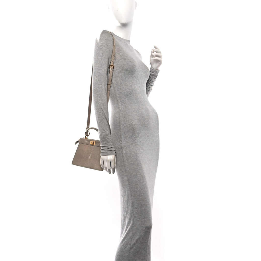 Stingray Shiny Nappa Petite Peekaboo I SEE U Satchel Tortora