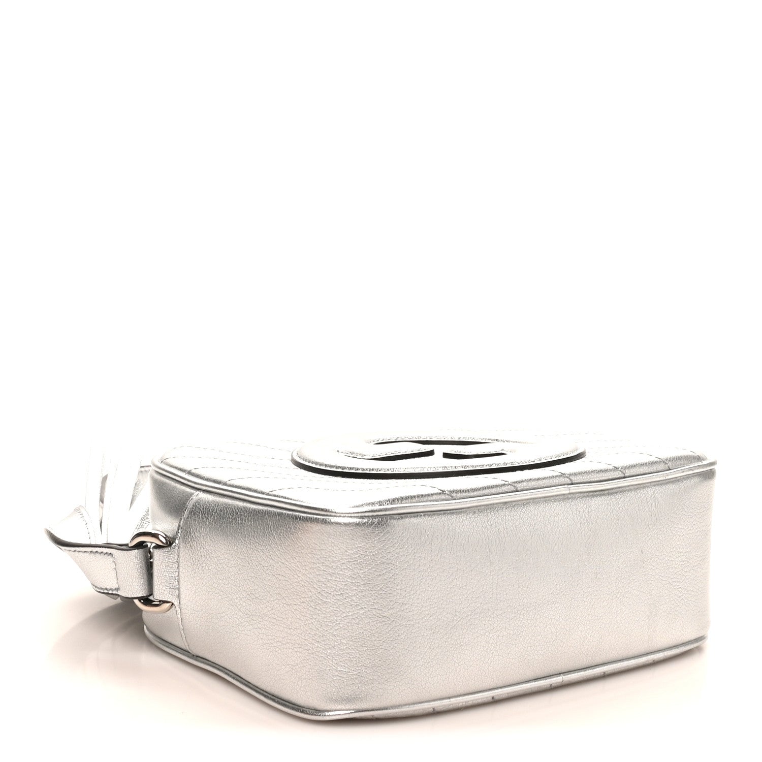 Metallic Sakai Be Green Calfskin Diagonal Stitched Small Blondie Shoulder Bag Silver