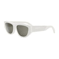 Celine Sunglasses Cat Eye Full Rim, Ivory with Crystal Stud Detail Frame and Grey Lens CL4278US25A