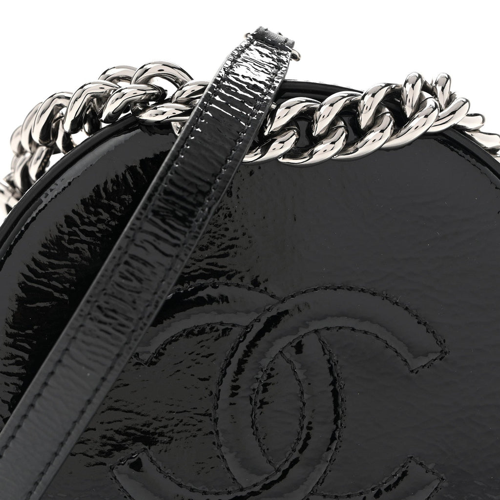 Patent Round As Earth Evening Bag Black