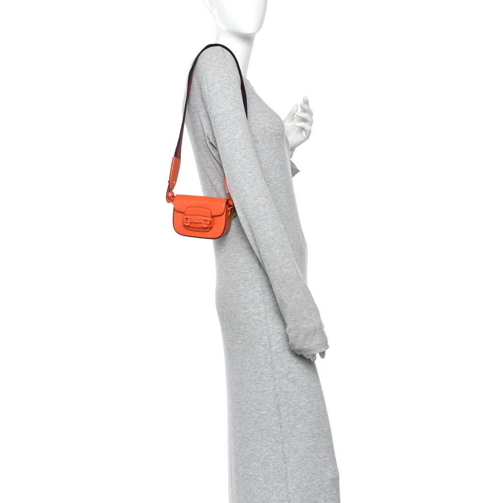 Azalea Calfskin Web Monochrome Horsebit 1955 Wallet On Strap Orange