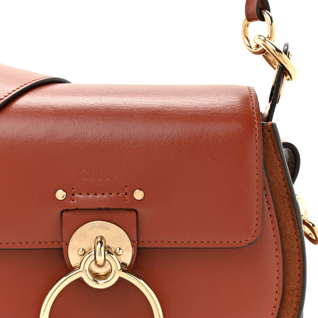 Calfskin Suede Small Tess Bag Sepia Brown
