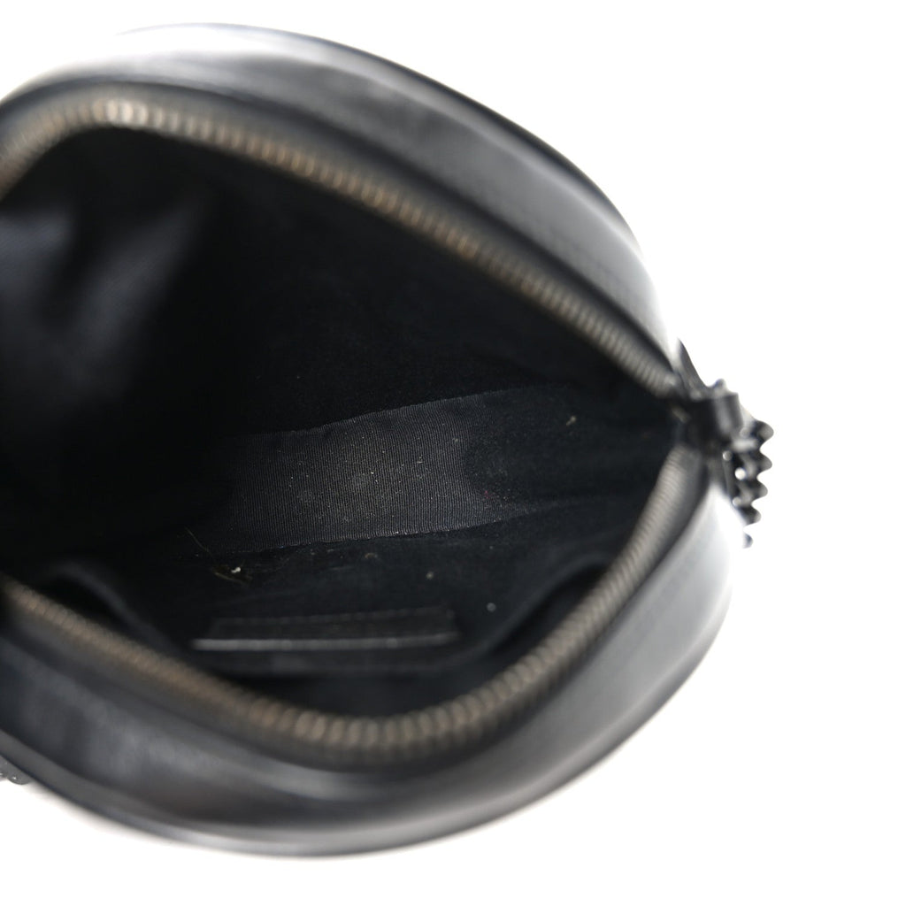 Calfskin Matelasse Chevron Round Vinyle Camera Bag Black