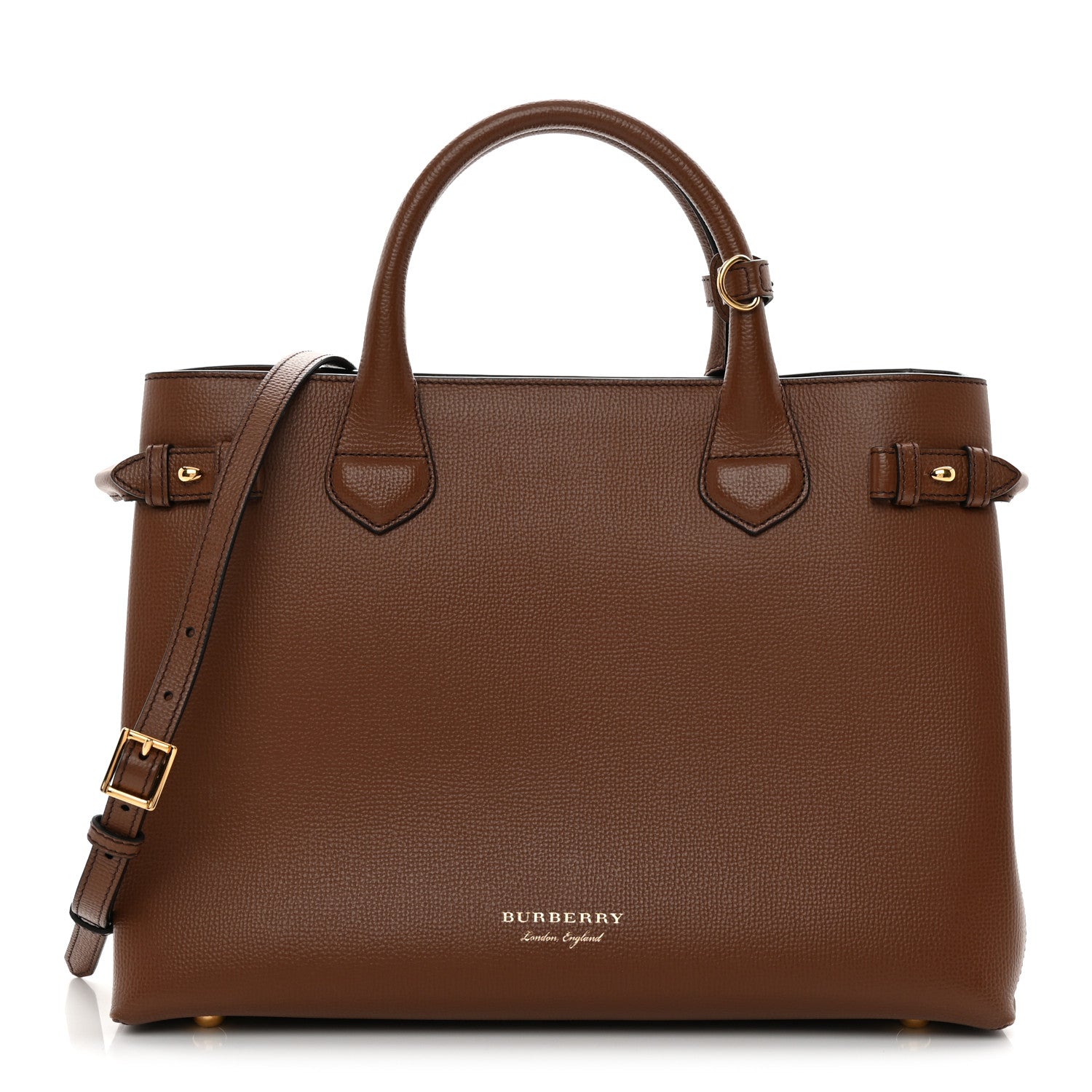Grainy Calfskin House Check Medium Banner Tote Tan
