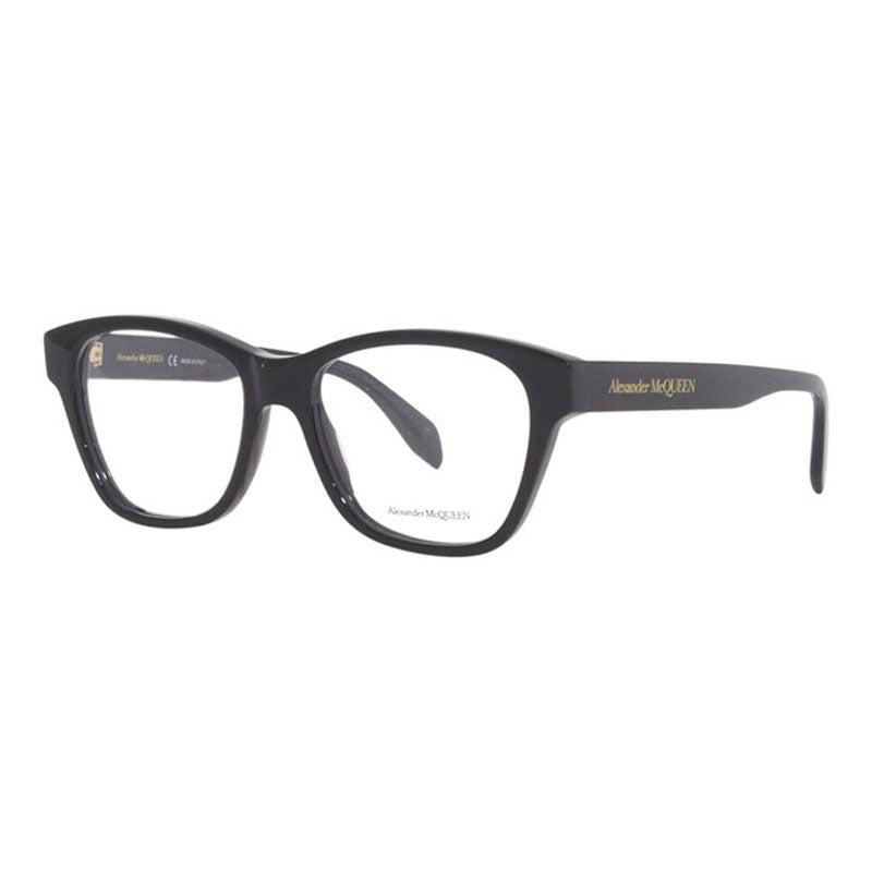 Alexander McQueen Eyeglasses Square Full Rim, Shiny Black Frame and Clear Demo Lens Lens AM0306O001