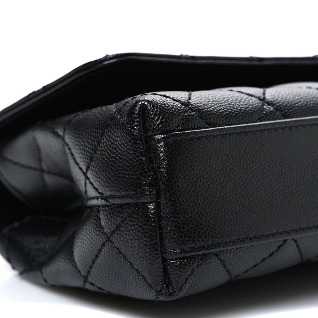 Caviar Quilted Maxi East West Coco Handle Flap Black Black