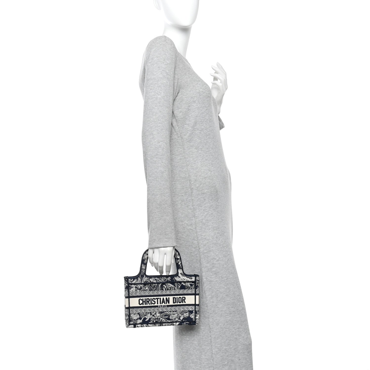 Canvas Embroidered Mini Toile De Jouy Book Tote Blue
