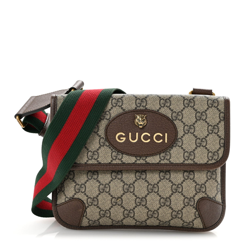 GG Supreme Monogram Web Small Neo Vintage Double Flap Messenger Bag Beige New Acero
