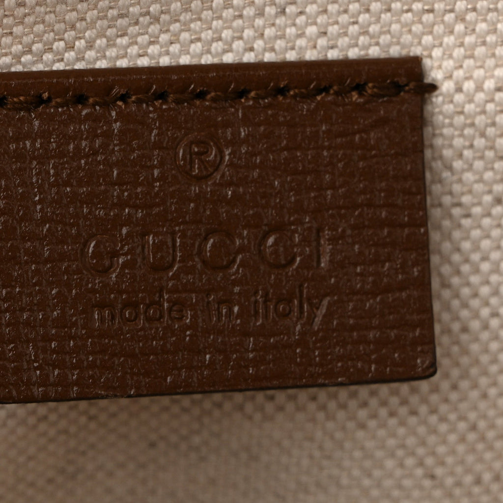 GG Supreme Monogram Web Mini Horsebit 1955 Shoulder Bag Beige Brown Sugar