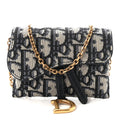 Oblique Nano Saddle Chain Pouch Blue