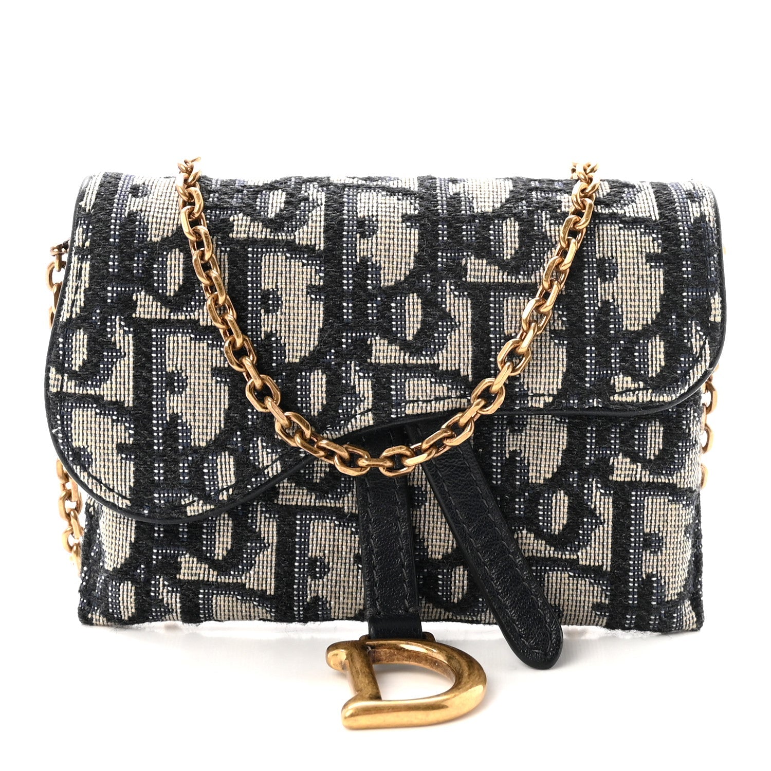 Oblique Nano Saddle Chain Pouch Blue