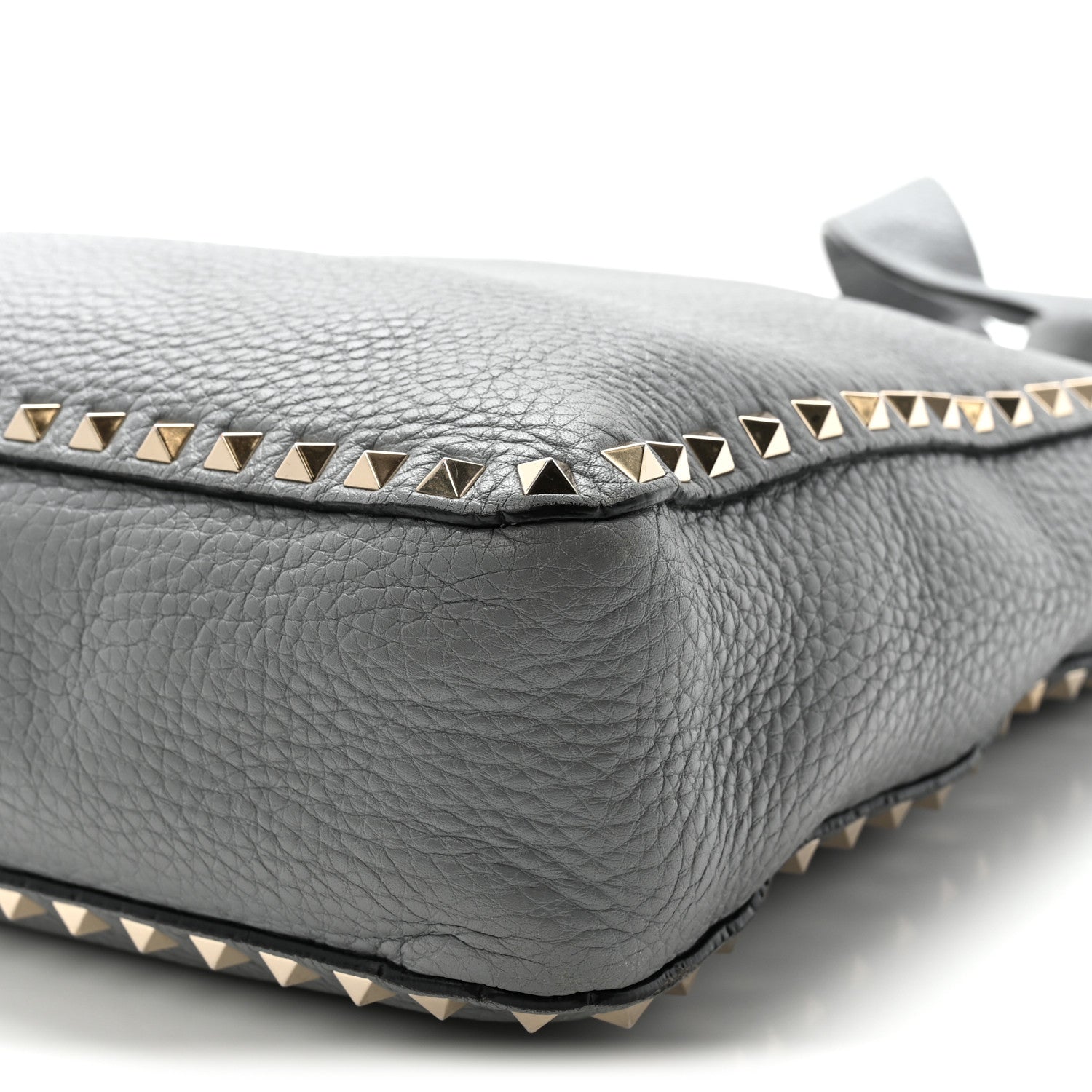 Pebbled Calfskin Small Rockstud Flip-Lock Messenger Bag Light Stone