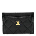 Caviar Quilted Card Holder Black