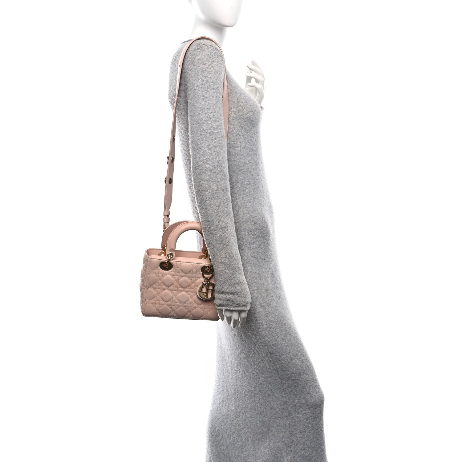 Lambskin Cannage Small Lucky Badges My Lady Dior Light Pink