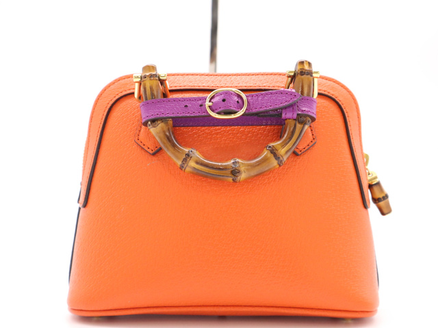 Gucci Diana Nm Bamboo Handle Tote Leather Orange Leather Handbag (Authentic  )