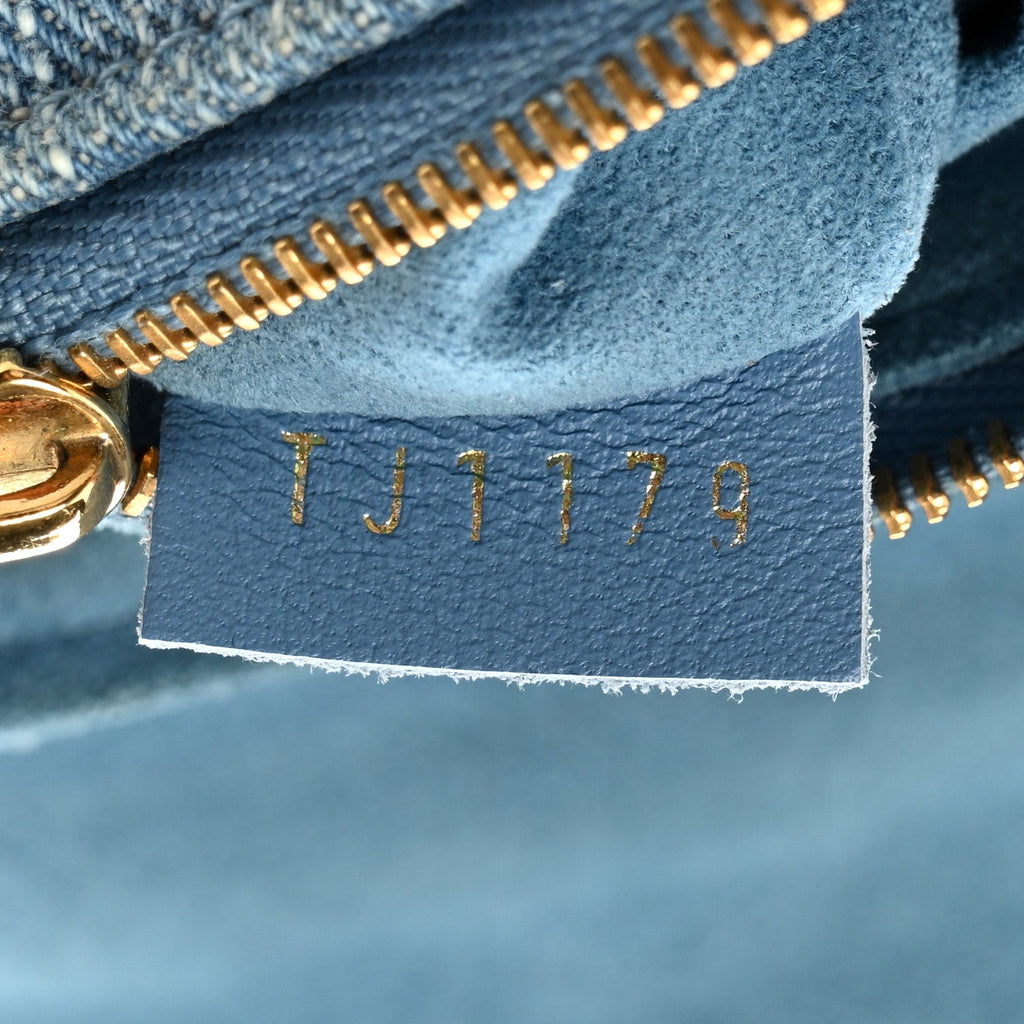 Embroidered Monogram Denim New Wave Chain Pochette Blue