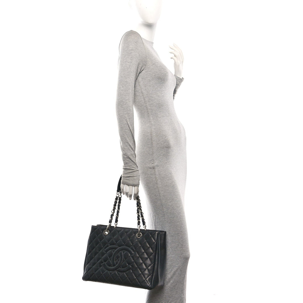 Caviar Quilted Grand Shopping Tote GST Black