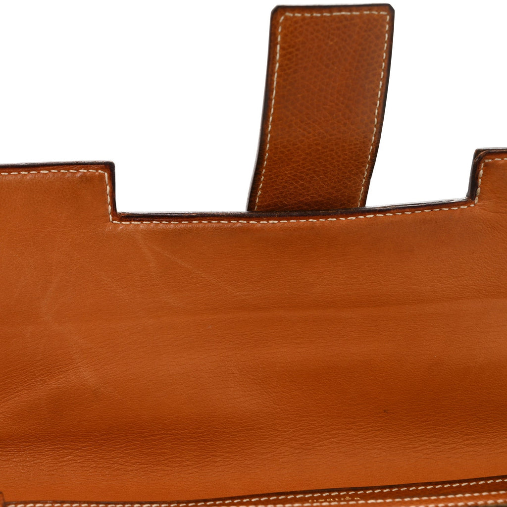 Canvas Courchevel Medor Clutch Gold Brown