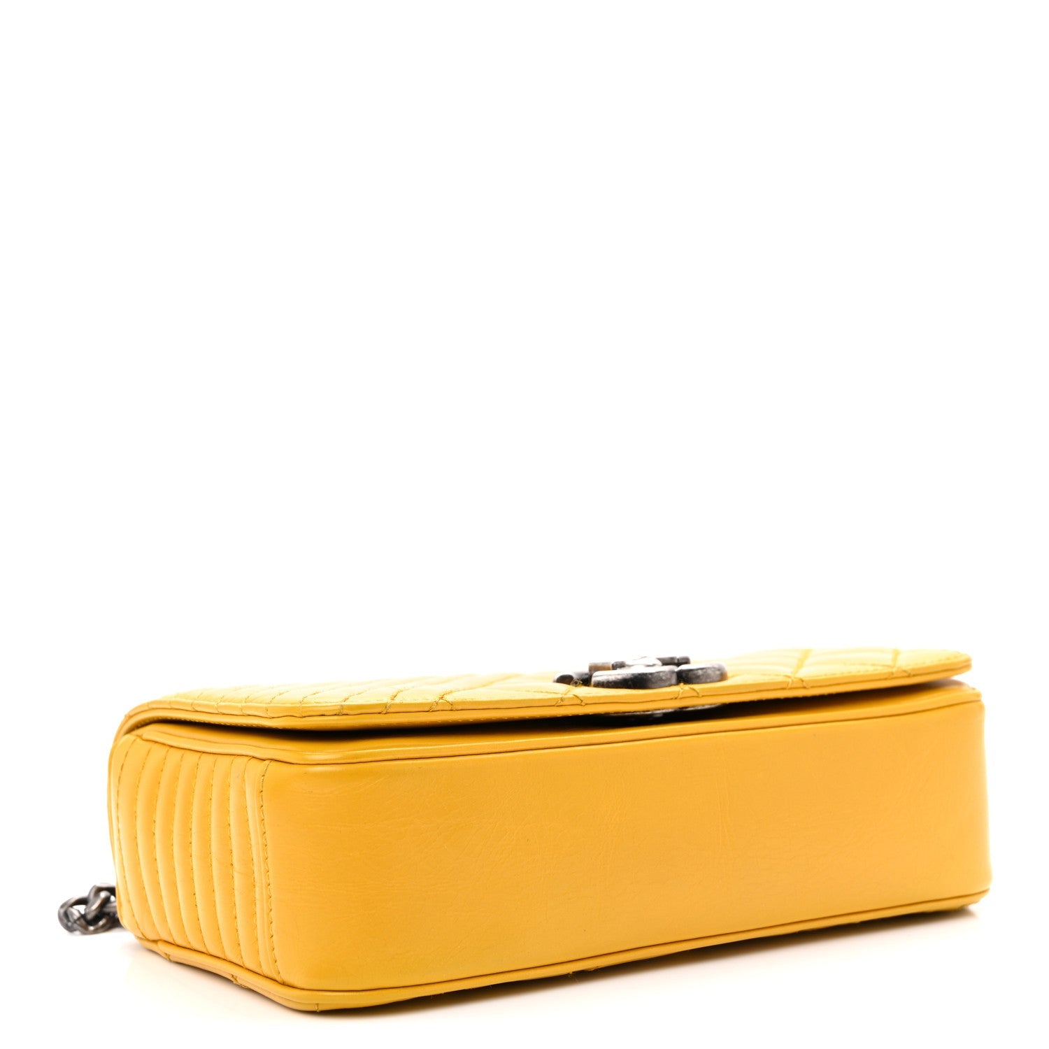 Glazed Calfskin Quilted Small Coco Boy Flap Yellow