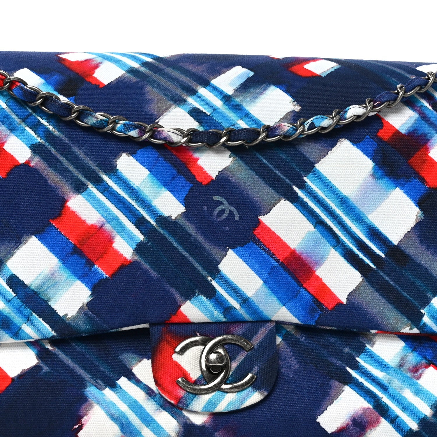 Canvas Airline Printed XXL Travel Flap Bag Blue Red White