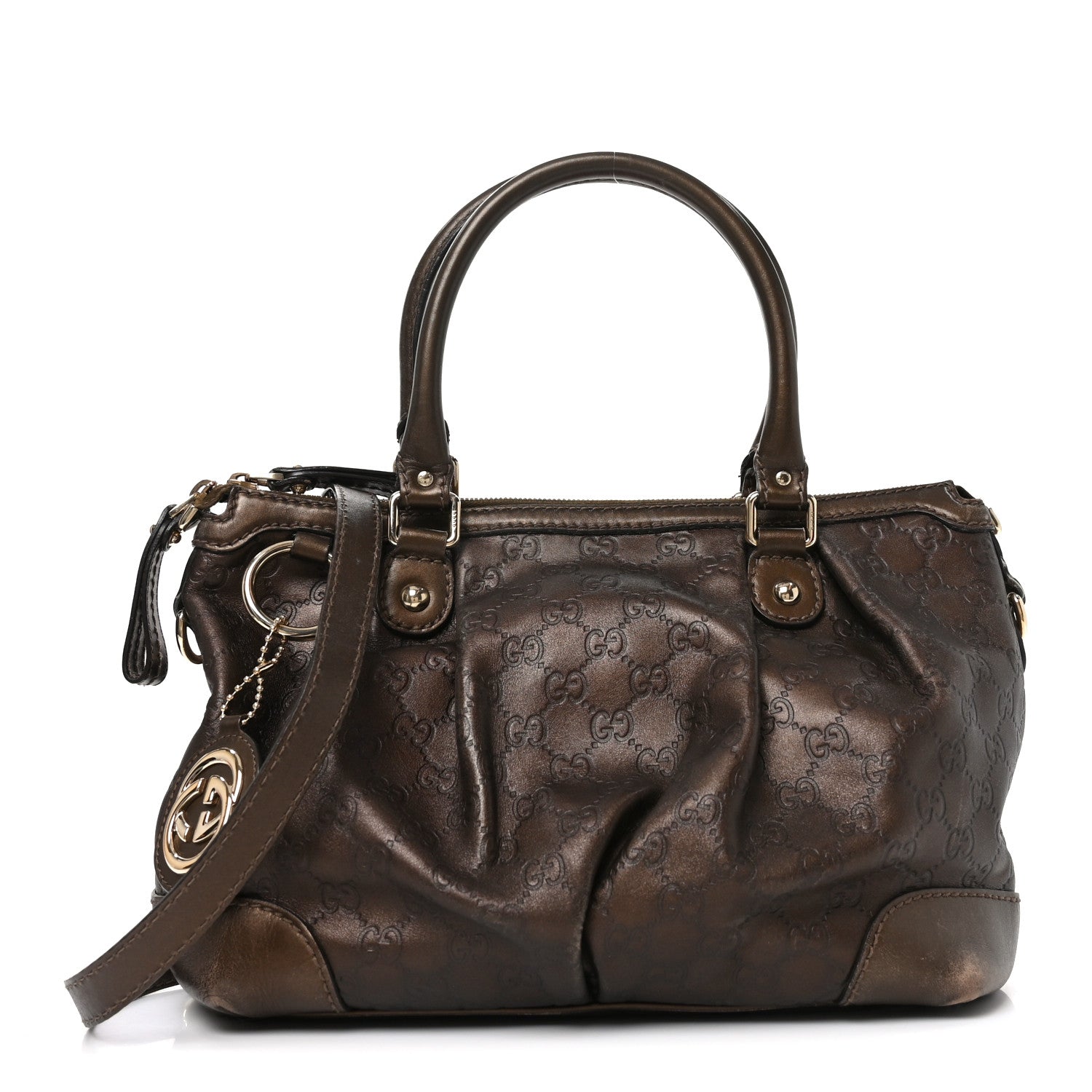 Metallic Soft Guccissima Medium Sukey Top Handle Bag Bronze