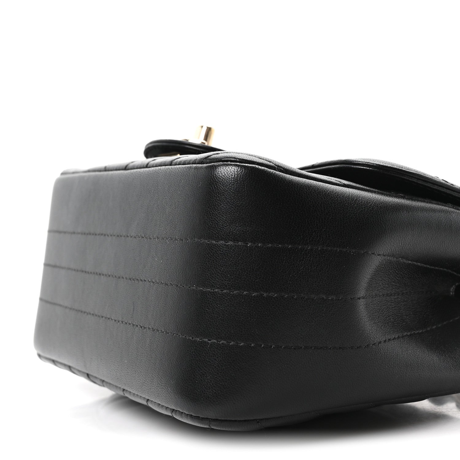 Lambskin Chevron Quilted Mini Square Flap Black