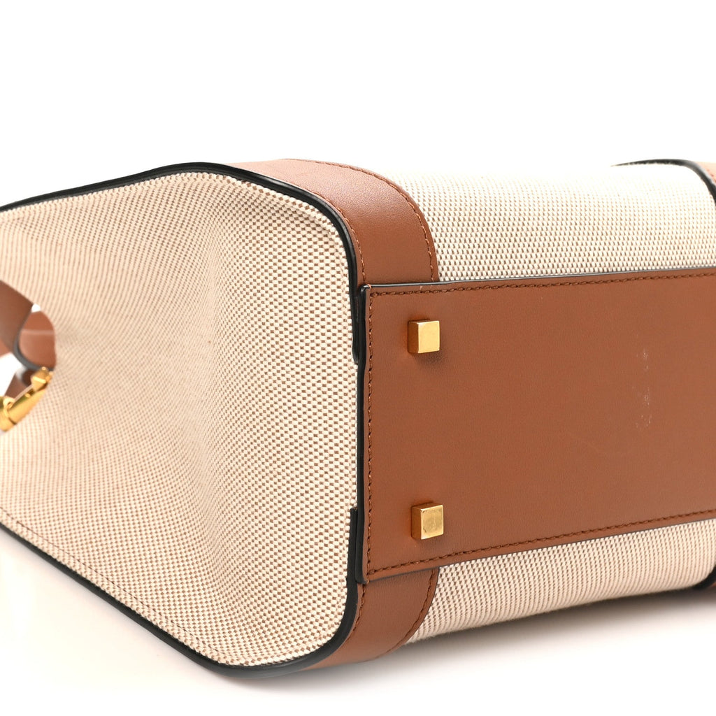 Canvas Calfskin Small Vlogo Signature Handbag Beige Selleria
