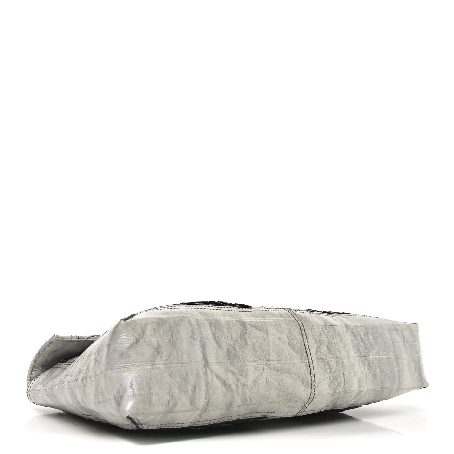 Iridescent Eelskin Maxi Chain Baguette Bag Grey Multicolor