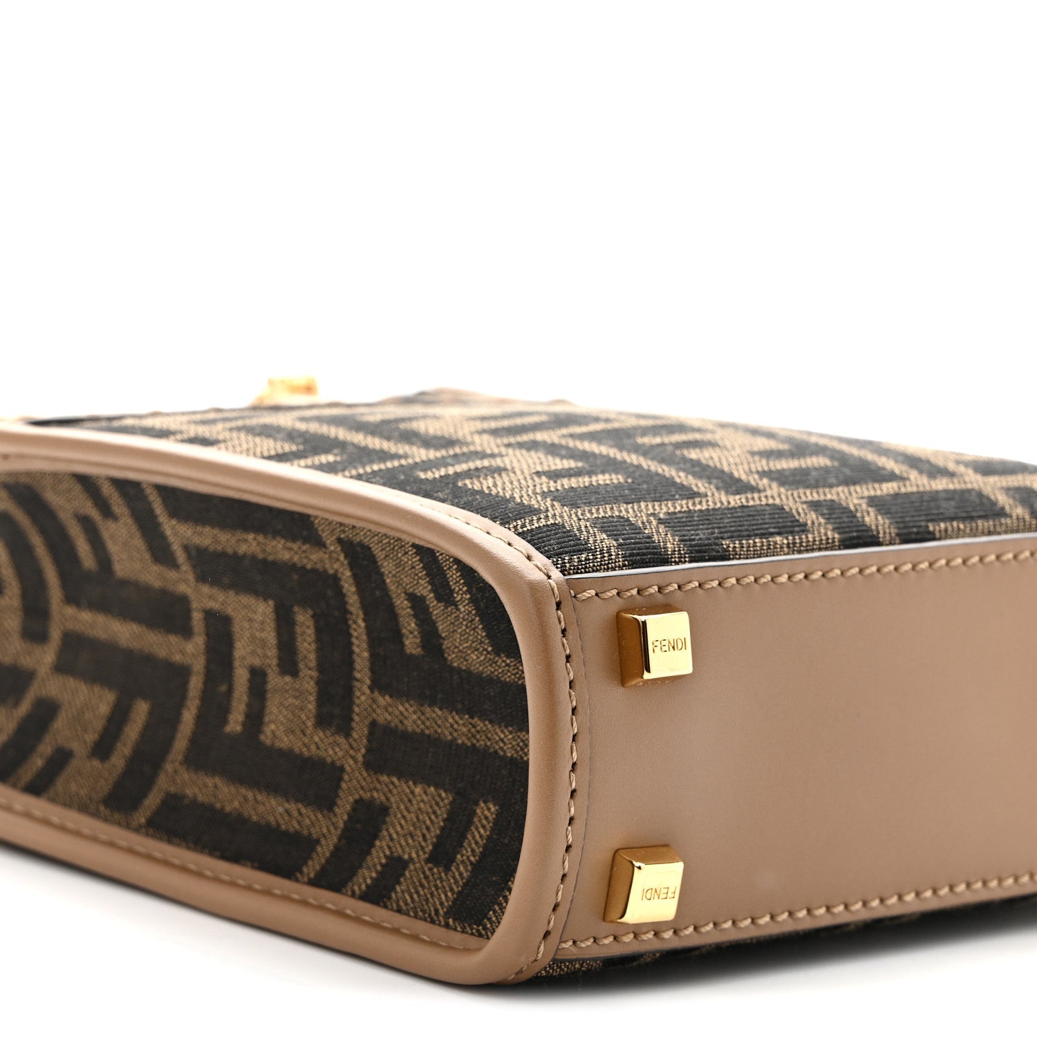 Fabric Jacquard Vitello King Plexiglass FF 1974 Mini Fendi Sunshine Shopper Tote Tobacco Moro Sand