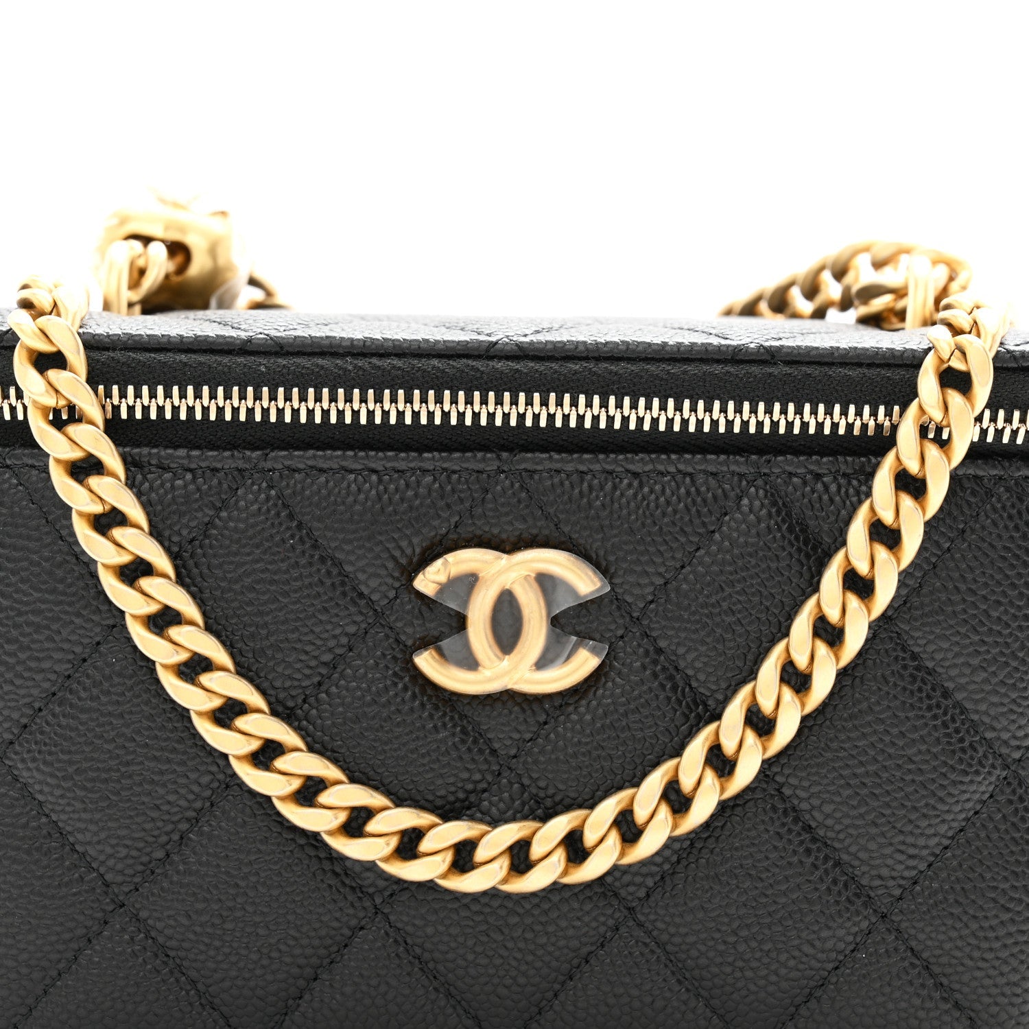 Caviar Quilted Sweetheart Vanity Case Black