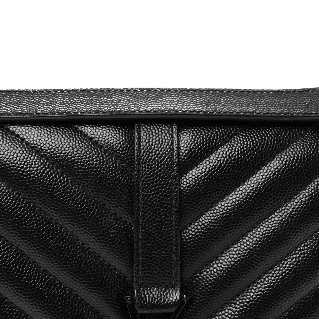Grain De Poudre Textured Mixed Matelasse Triquilt Medium Monogram Monochrome Satchel Black