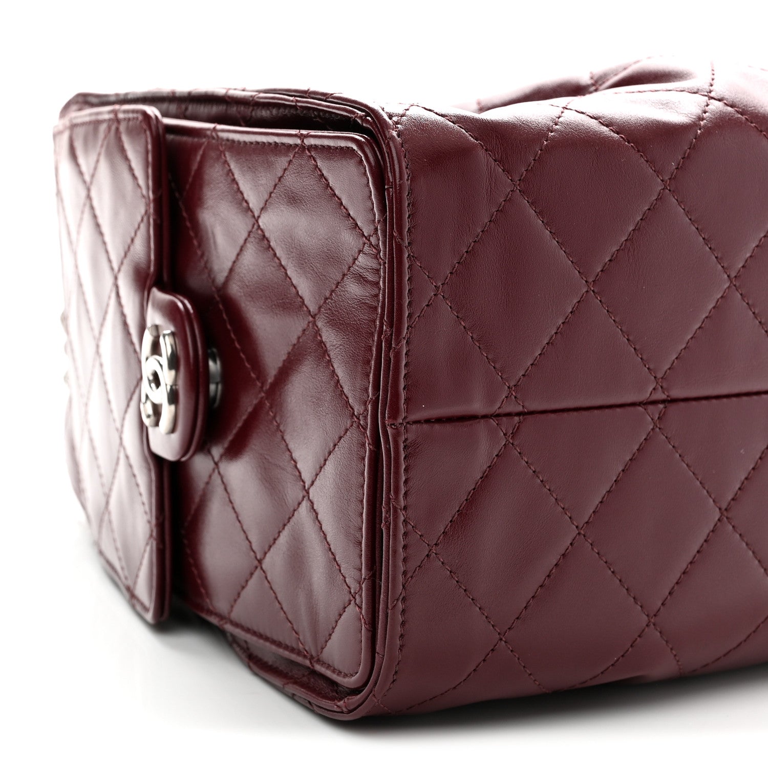 Shiny Calfskin Quilted Small Chanel 25 Handbag Burgundy