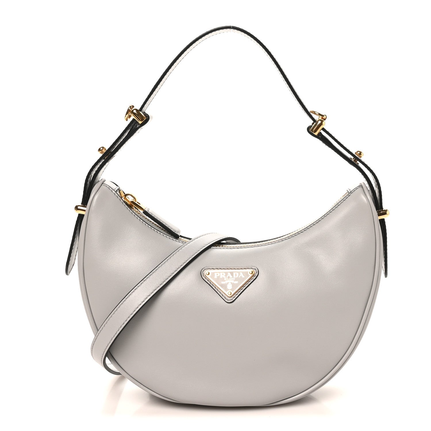 Soft Calfskin Arque Shoulder Bag Granito