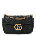 Calfskin Matelasse Super Mini GG Marmont Shoulder Bag Black