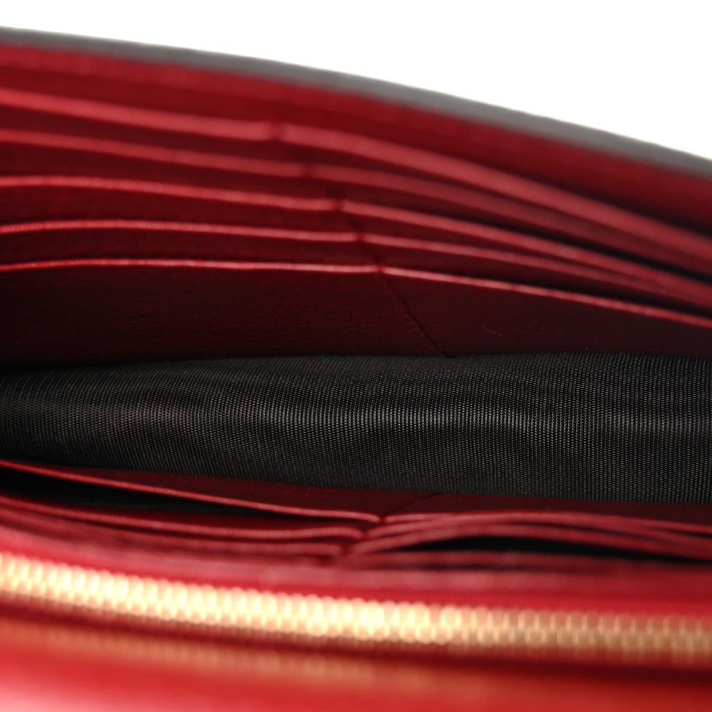 GG Supreme Monogram Tian Chain Wallet Beige Multicolor Red