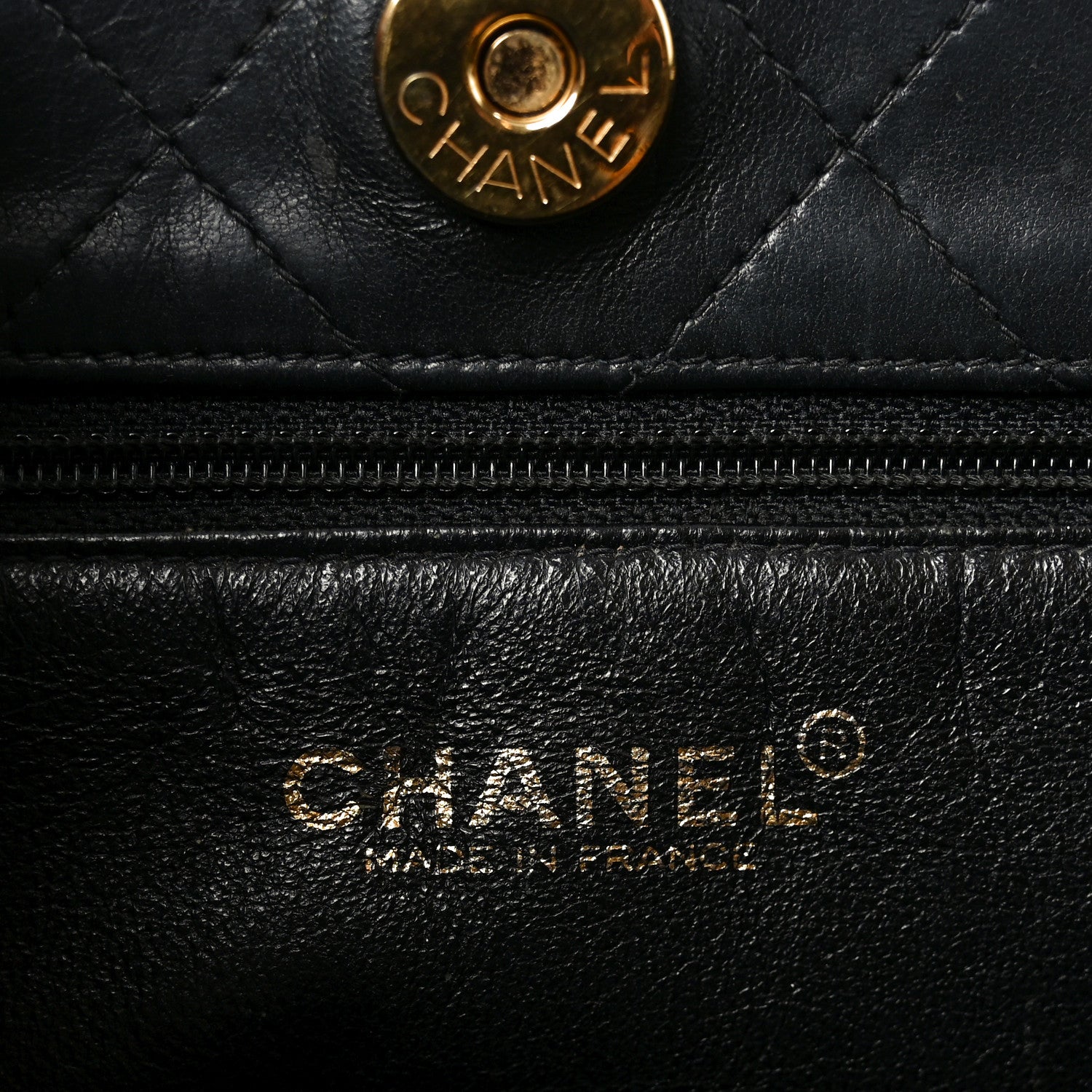 Lambskin Quilted Small Shopping Tote Black